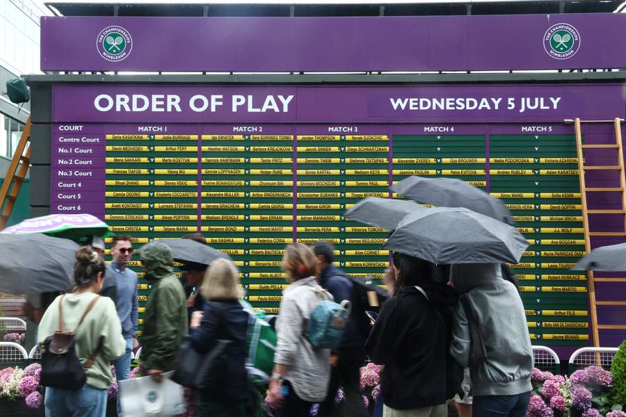 Rain has interrupted day three at Wimbledon more than the protest