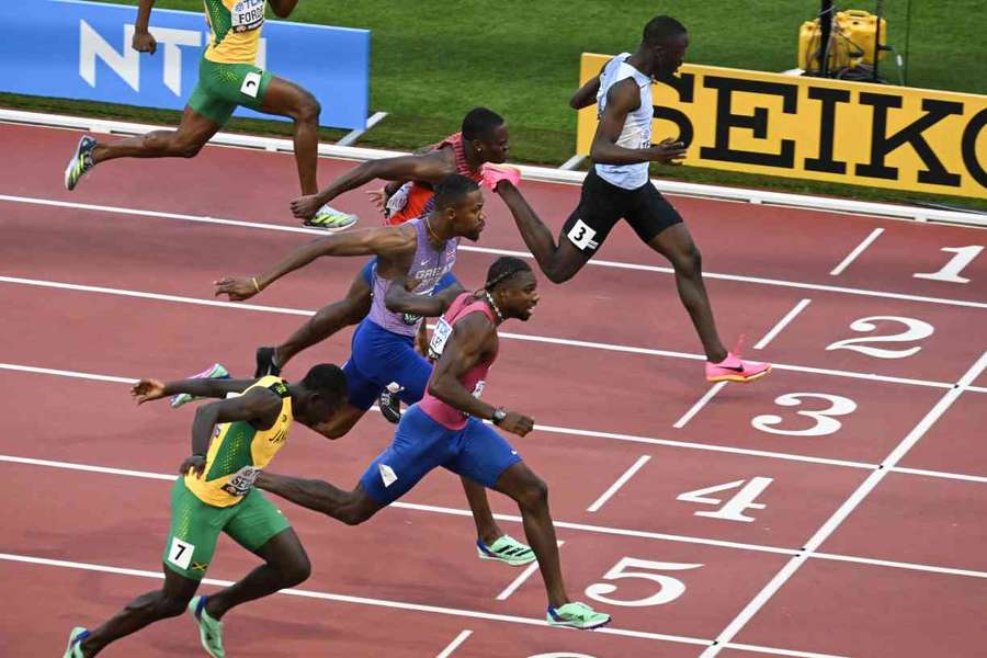 Zharnel Hughes and Noah Lyles, pictured in the 100m final, will start their 200m campaigns at an earlier time on Wednesday