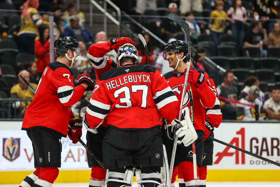 Connor Hellebuyck of the New Jersey Devils Connor Hellebuyck of the New Jersey Devils