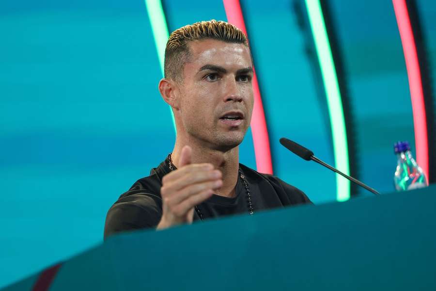 Cristiano Ronaldo, la conferința de presă premergătoare partidei Portugalia - Țara Galilor din Nations League Cristiano Ronaldo, la conferința de presă premergătoare partidei Portugalia - Țara Galilor din Nations League