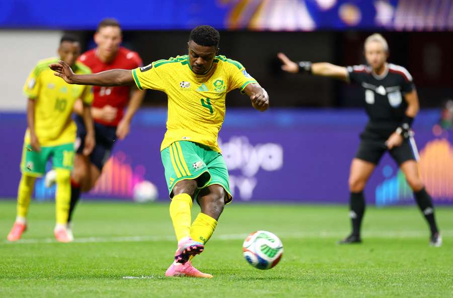 South Africa's Teboho Mokoena scores their first goal from the penalty spot South Africa's Teboho Mokoena scores their first goal from the penalty spot