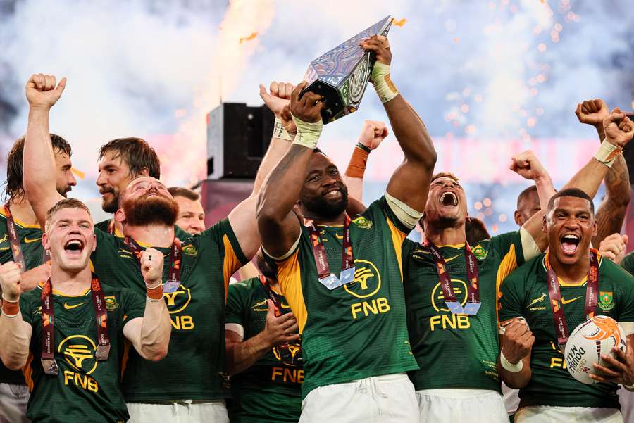 Springboks captain Siya Kolisi and his teammates celebrate their series victory. Springboks captain Siya Kolisi and his teammates celebrate their series victory.
