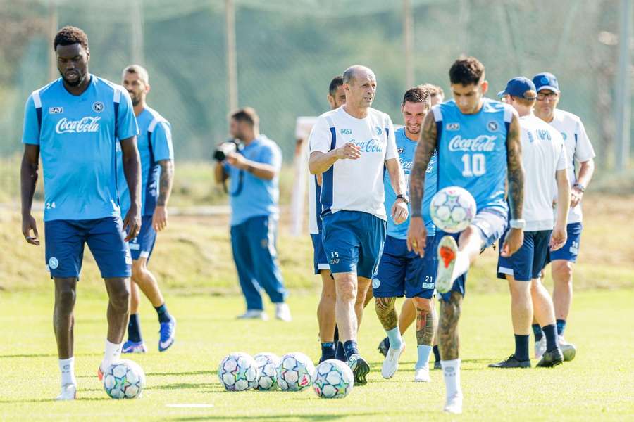 Max Allegri during Napoli's training session ahead of the Champions League game vs Arsenal Max Allegri during Napoli's training session ahead of the Champions League game vs Arsenal