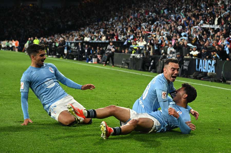 Iago Aspas celebra un gol 