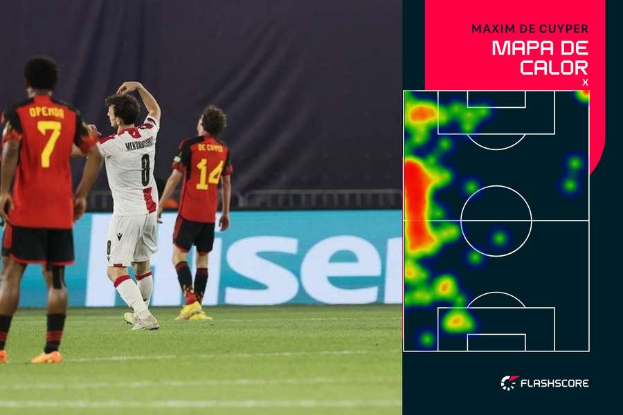 MAxim De Cuyper marcou e assistiu no empate da Bélgica frente à Geórgia (2-2)