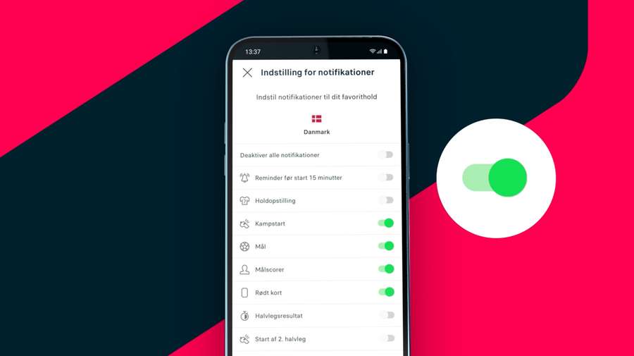 Sådan tilpasser du notifikationer for dit hold og dine kampe: