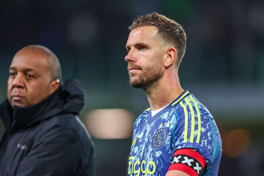Ajax captain Jordan Henderson looks distraught after giving away the lead in the final minutes at FC Groningen