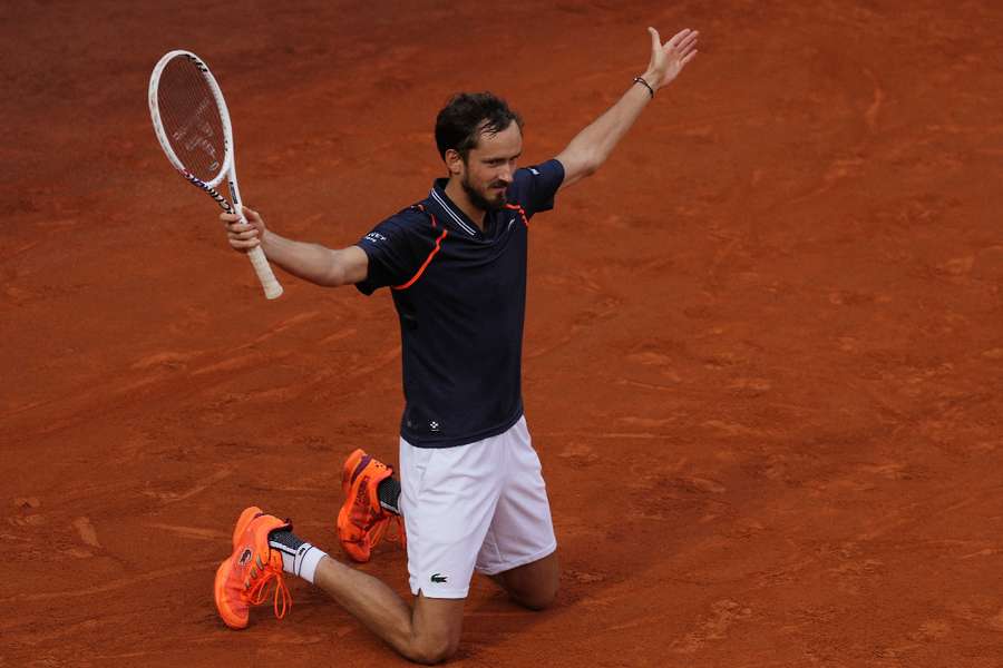 Daniil Medvedev celebrates after winning the men's singles final in Rome