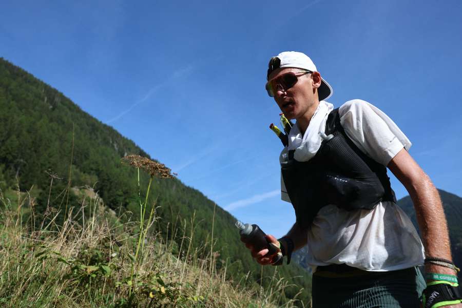 Baptiste Chassagne sur l'UTMB 2024.