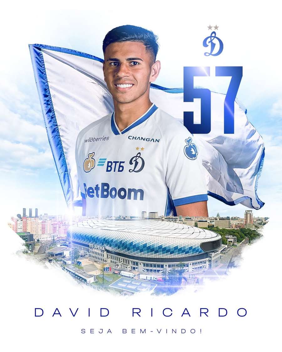 David Ricardo foi anunciado pelo Dínamo Moscou
