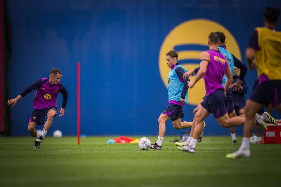 Fermín, durante el entrenamiento del Barça de este martes 9 de septiembre
