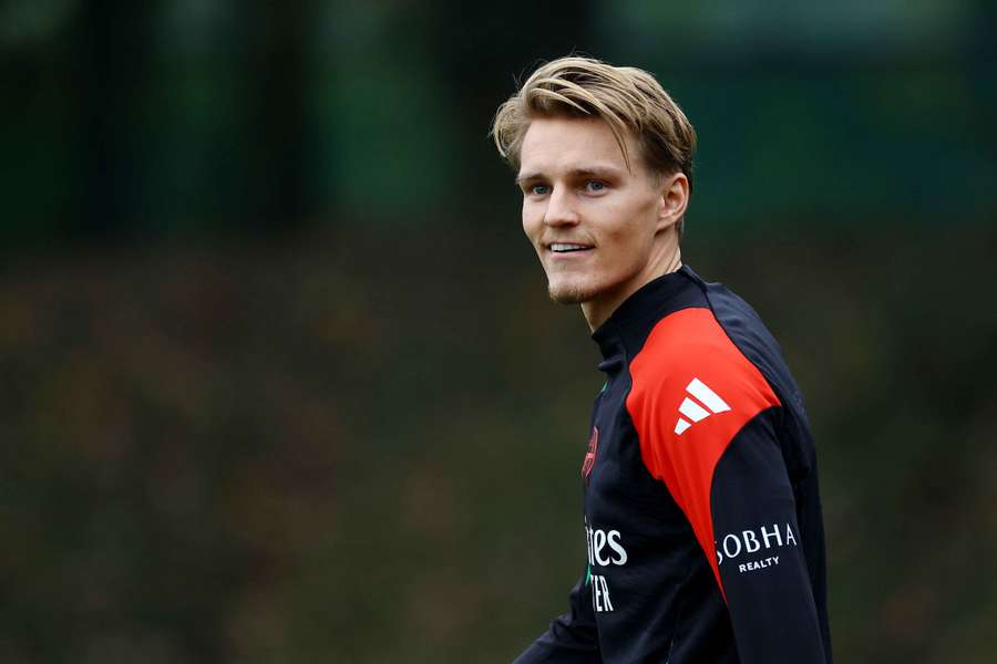 Martin Odegaard dell'Arsenal durante l'allenamento