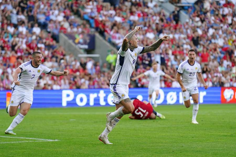 Scotland's Lyndon Dykes celebrates