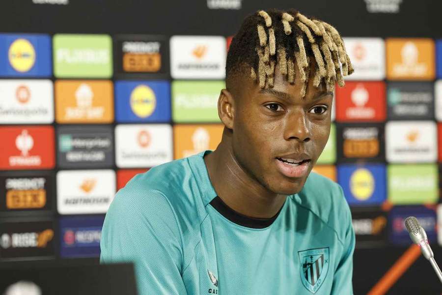 Nico Williams, extrema celor de la Athletic Bilbao, a susținut o conferință de presă înainte de duelul din semifinalele Europa League cu Man Utd