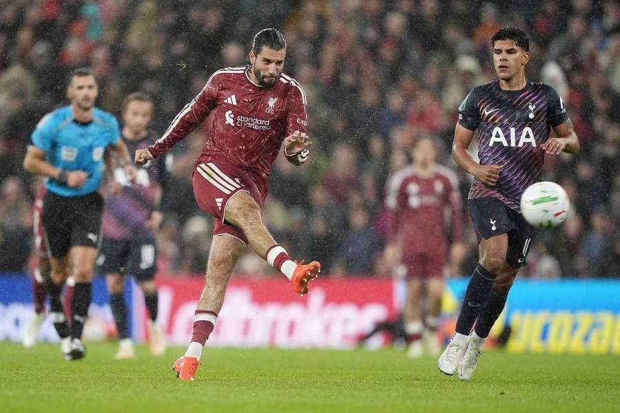 Liverpool's Dominik Szoboszlai scores against Tottenham in the Carabao Cup Liverpool's Dominik Szoboszlai scores against Tottenham in the Carabao Cup