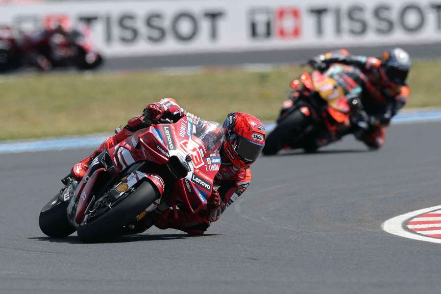 Marquez in action at the Hungarian GP Marquez in action at the Hungarian GP