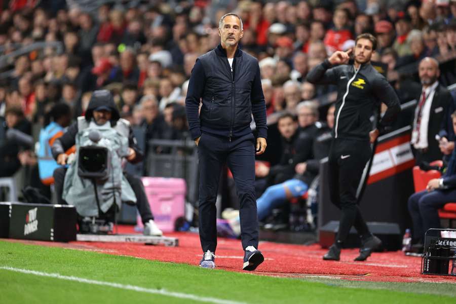 Adi Hütter no sábado contra o Rennes.