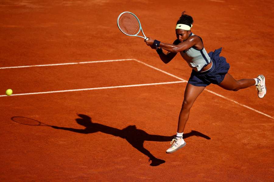 Coco Gauff in action on the clay in 2024