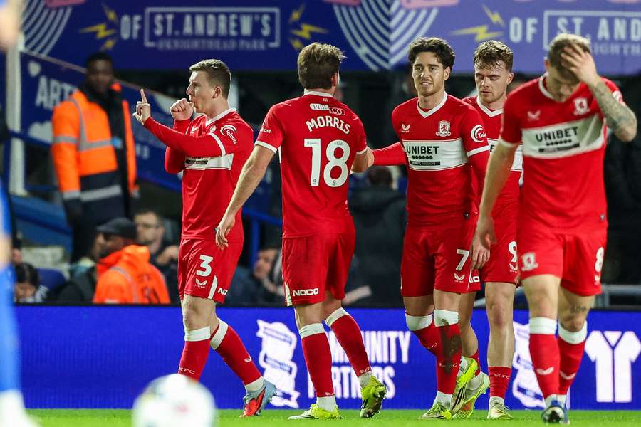 Matt Targett of Middlesbrough FC celebrates scoring