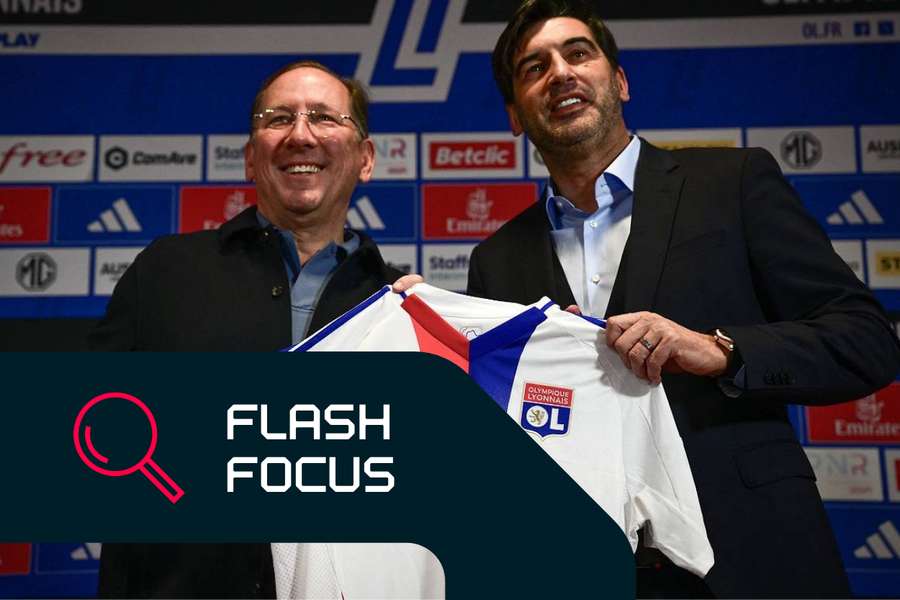 John Textor (L) and Lyon boss Paulo Fonseca