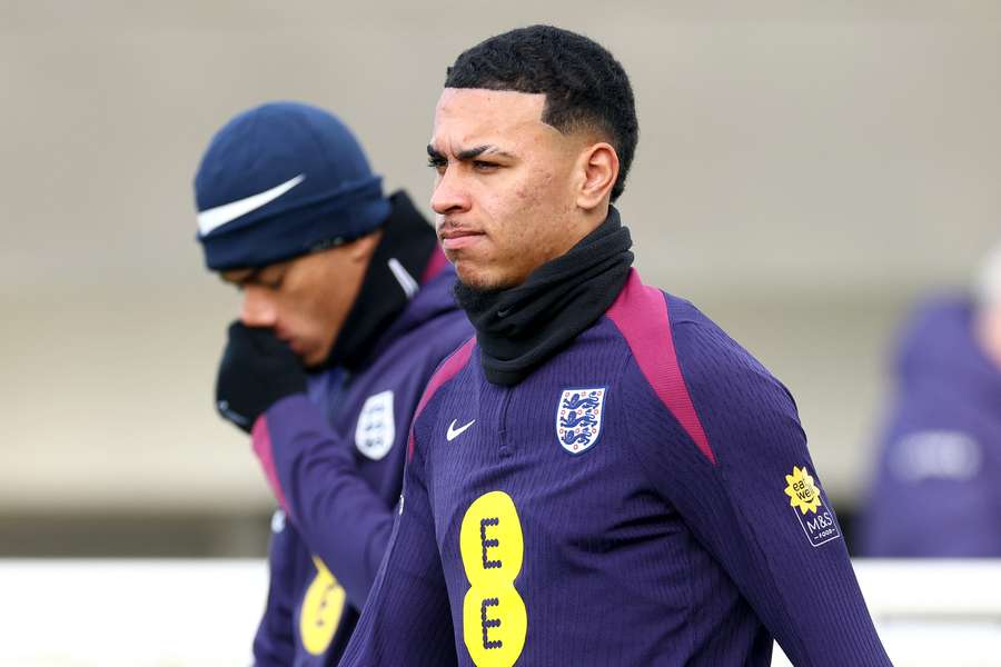 England's Morgan Rogers looks on during a training session