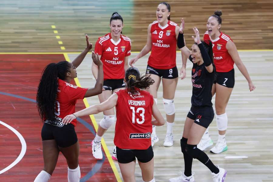 A festa das jogadoras do Benfica