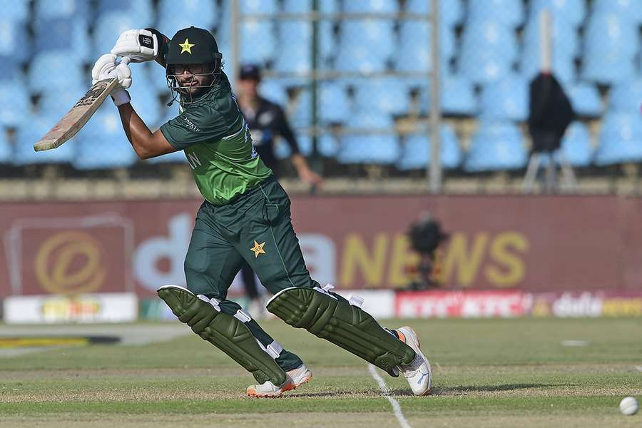 Pakistan's Imam-ul-Haq plays a shot during the third one-day international