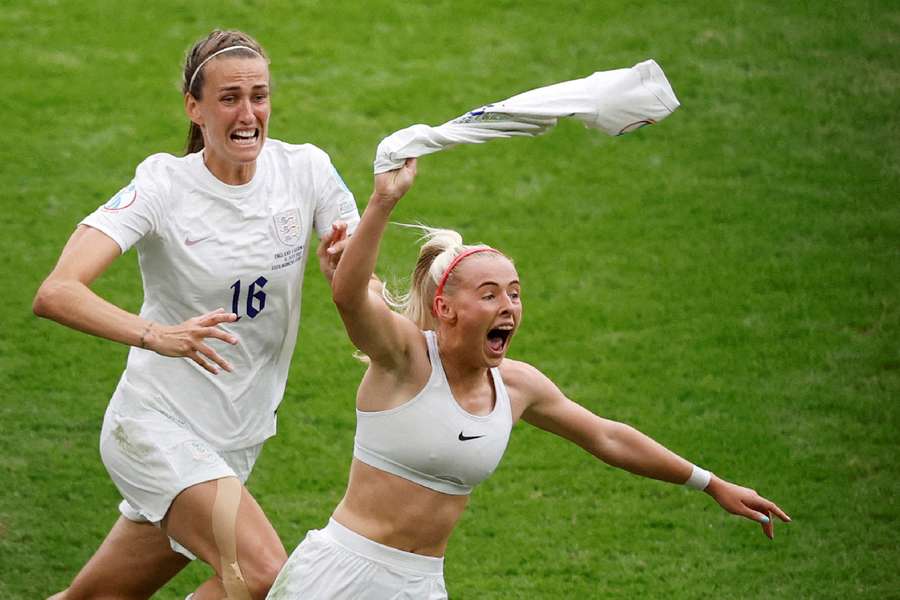 Chloe Kelly celebrates in style after scoring the winning goal in the women's Euros final against Germany last year