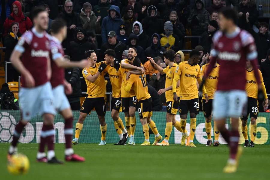 Wolves players celebrate