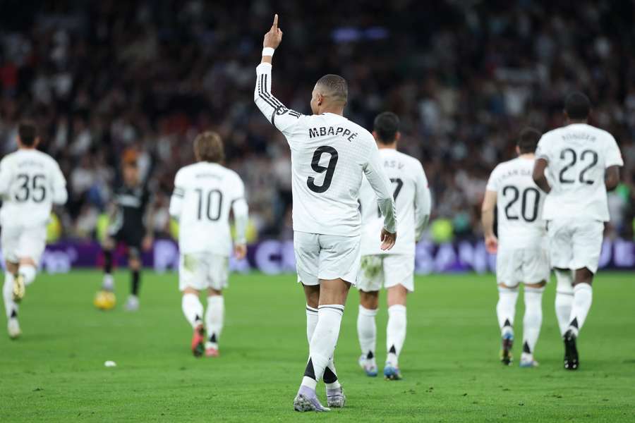 Kylian Mbappe scored in Real Madrid's win over Leganes, tying Cristiano Ronaldo on goals for the club in his maiden season.