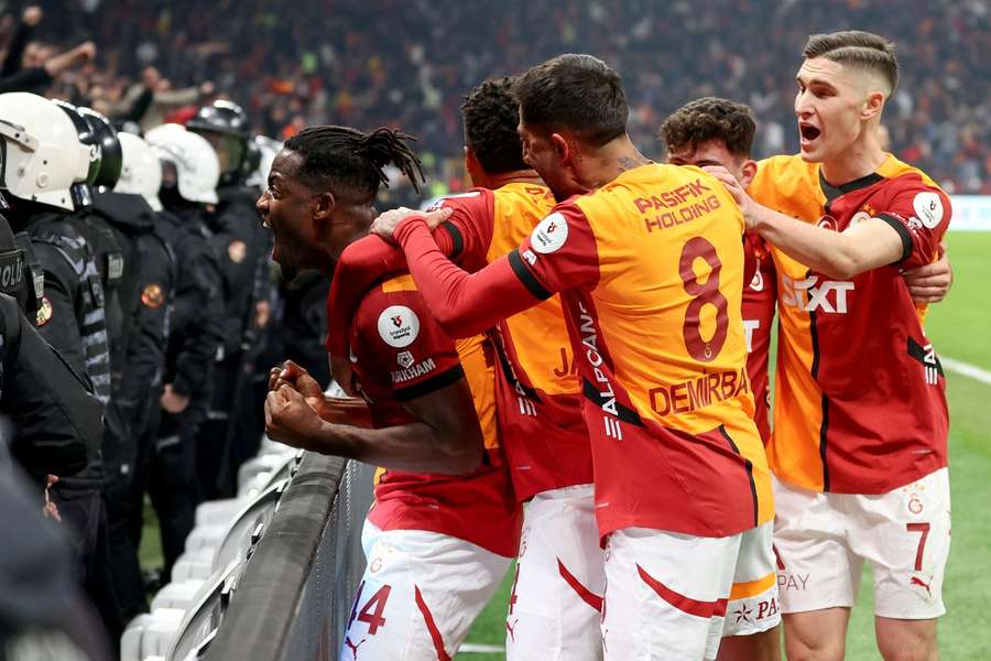 Galatasaray celebrate their 98th minute winner
