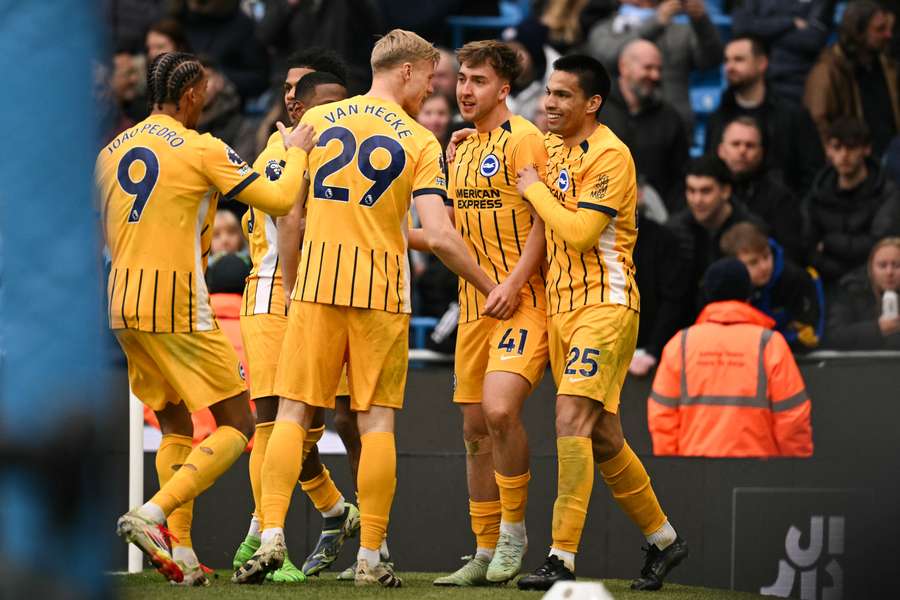 Brighton celebrated after Jack Hinshelwood scored their second goal