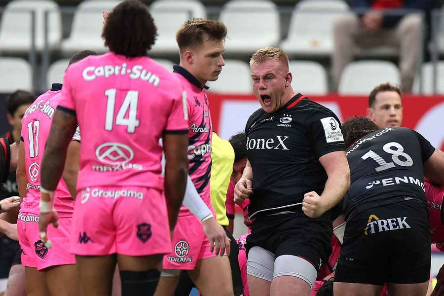 Saracens' English prop Phil Brantingham reacts during the European Rugby Champions Cup