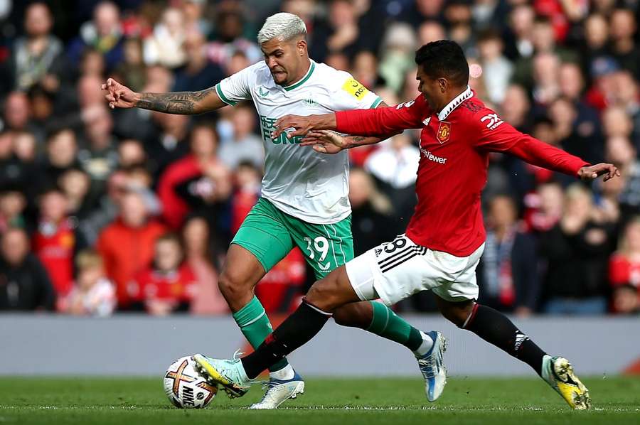 Man Utd's Casemiro challenges Newcastle United's Bruno Guimaraes Man Utd's Casemiro challenges Newcastle United's Bruno Guimaraes