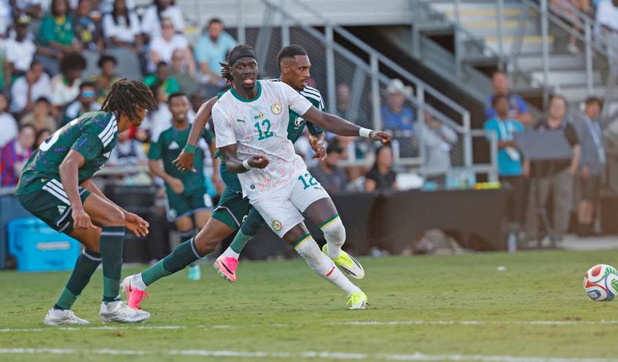 Chérif Ndiaye sous les couleurs du Sénégal lors du match amical face à l'Arabie saoudite, disputé le 9 juin 2026 au Toyota Field de San Antonio (Texas). Chérif Ndiaye sous les couleurs du Sénégal lors du match amical face à l'Arabie saoudite, disputé le 9 juin 2026 au Toyota Field de San Antonio (Texas).