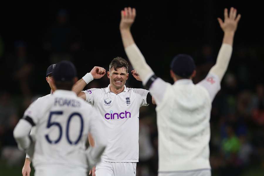 James Anderson (C) was crucial to England's win against New Zealand in the first Test