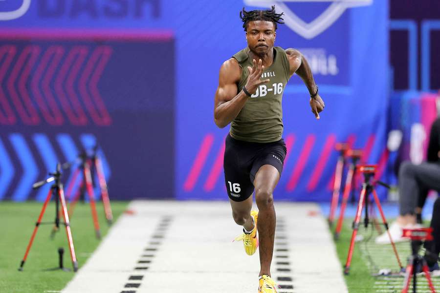 Khyree Jackson, durante el NFL Combine.