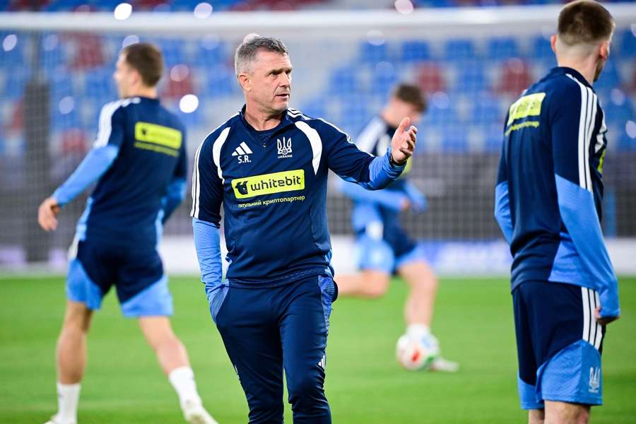 Serhiy Rebrov training his team ahead of the match