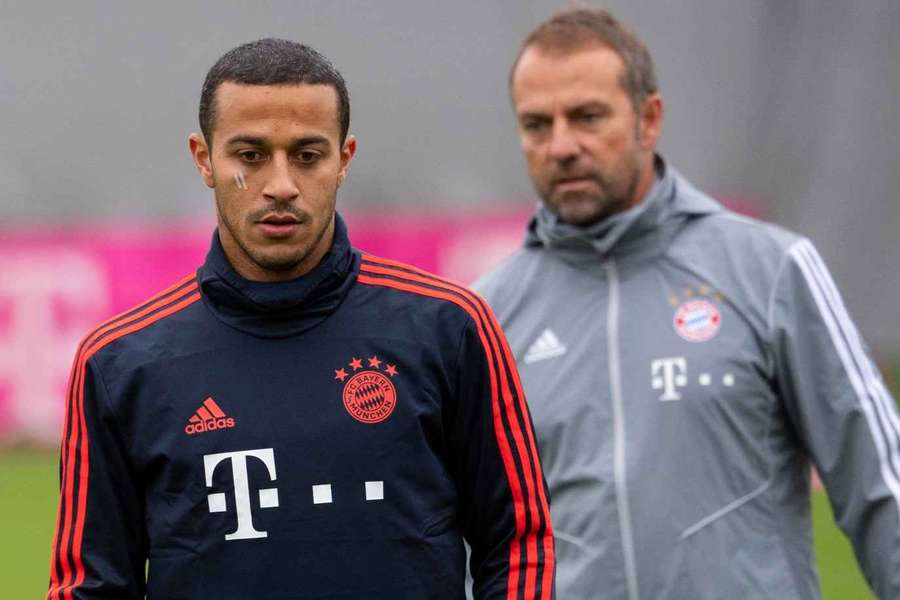 Thiago em treino do Bayern em 2019