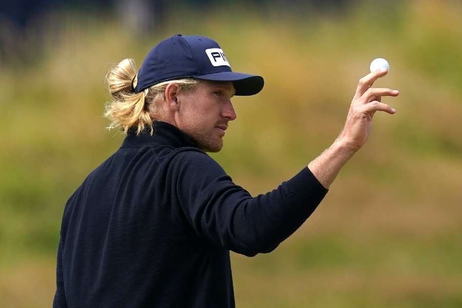 Travis Smyth acknowledges the crowd on the 18th after his round during day two of The Open