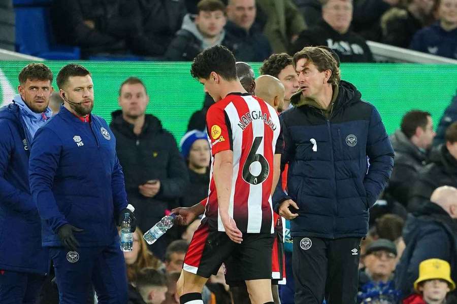 Norgaard leaves the pitch after being shown red
