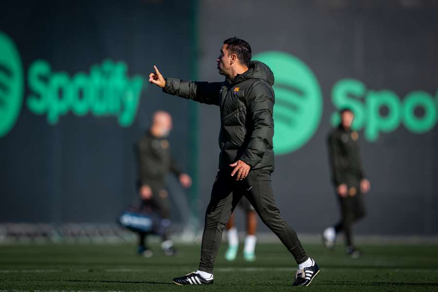 Xavi, durante uma sessão de treino na Ciudad Deportiva Joan Gamper