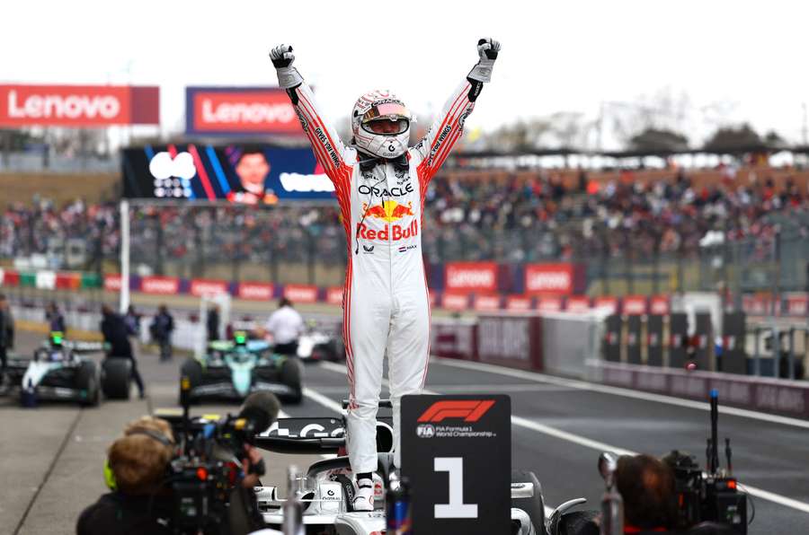 Red Bull's Max Verstappen celebrates winning the Japanese Grand Prix Red Bull's Max Verstappen celebrates winning the Japanese Grand Prix