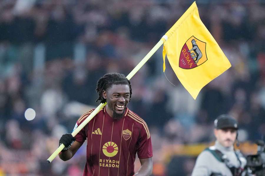Manu Koné al final del Roma-Lazio