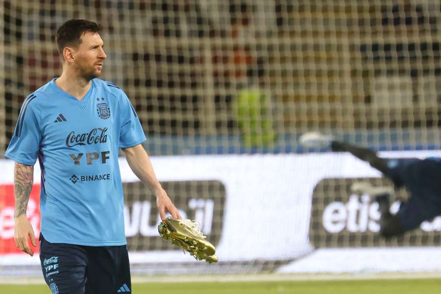 Leo Messi durante un entrenamiento con Argentina.