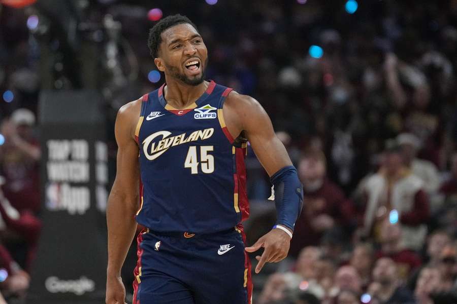 Cavaliers Donovan Mitchell reacts during Game 2 against Raptors