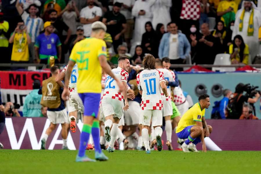 The Croatia players celebrate