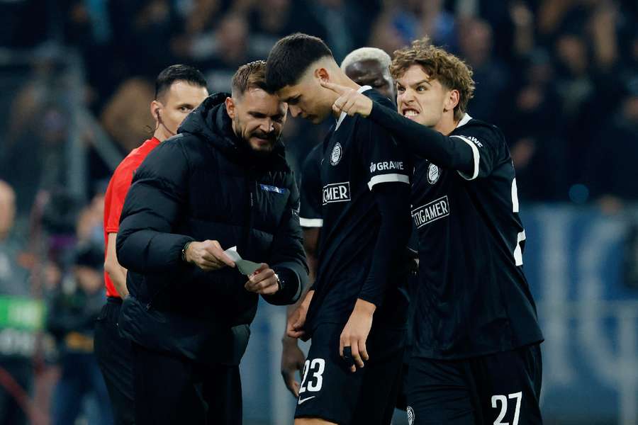 Sturm Graz celebrate what proved to be the winning goal