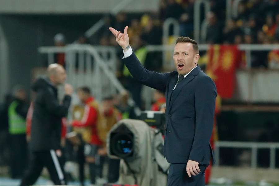 Craig Bellamy reacts during the World Cup 2026 qualifying match between North Macedonia and Wales 