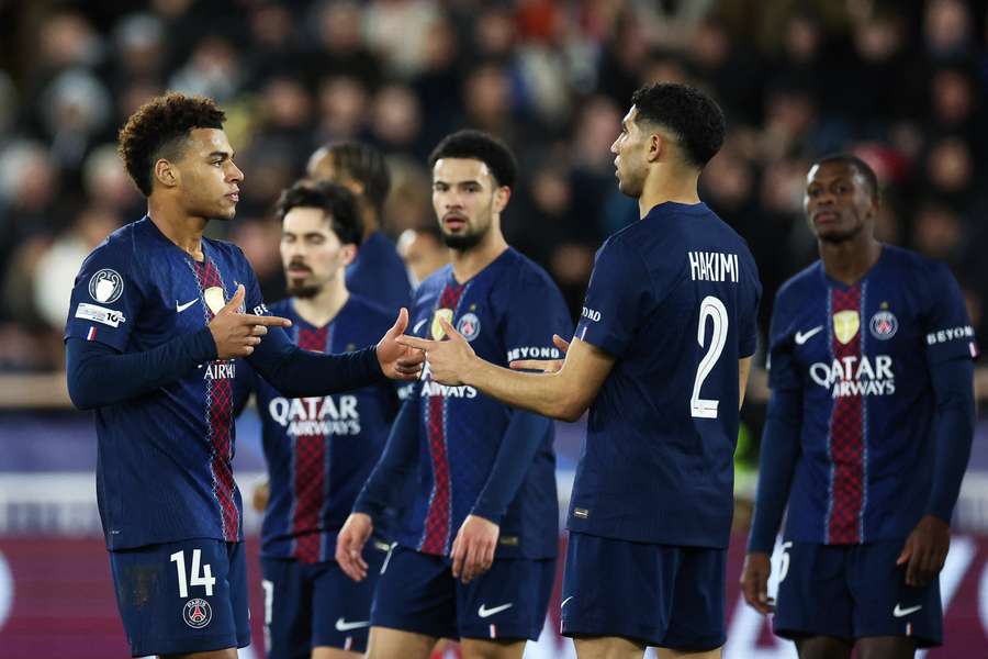 Desire Doue świętuje gola przeciwko AS Monaco.